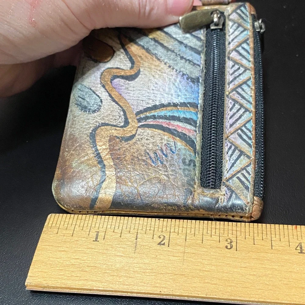 Vintage Sova Multicolor Leather credit card Wallet with ID Window